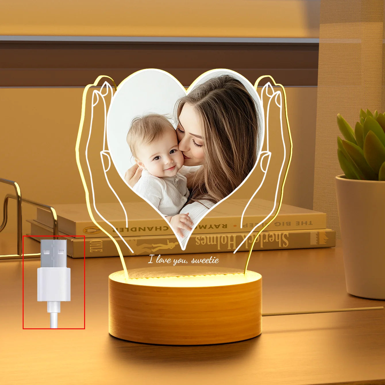 Personalized Valentine's Day Gift For Him (Her), Custom Acrylic Plaque With Photo, Custom Night Light Photo Frame, Suitable For