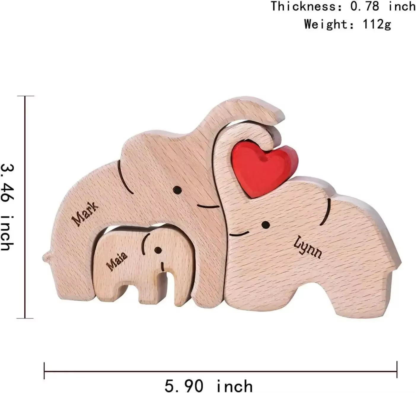 Wooden Puzzles Elephant Family Free Custom Animal Puzzles for Mom Family Friends Warm Holiday Gifts Christmas Family Ornaments