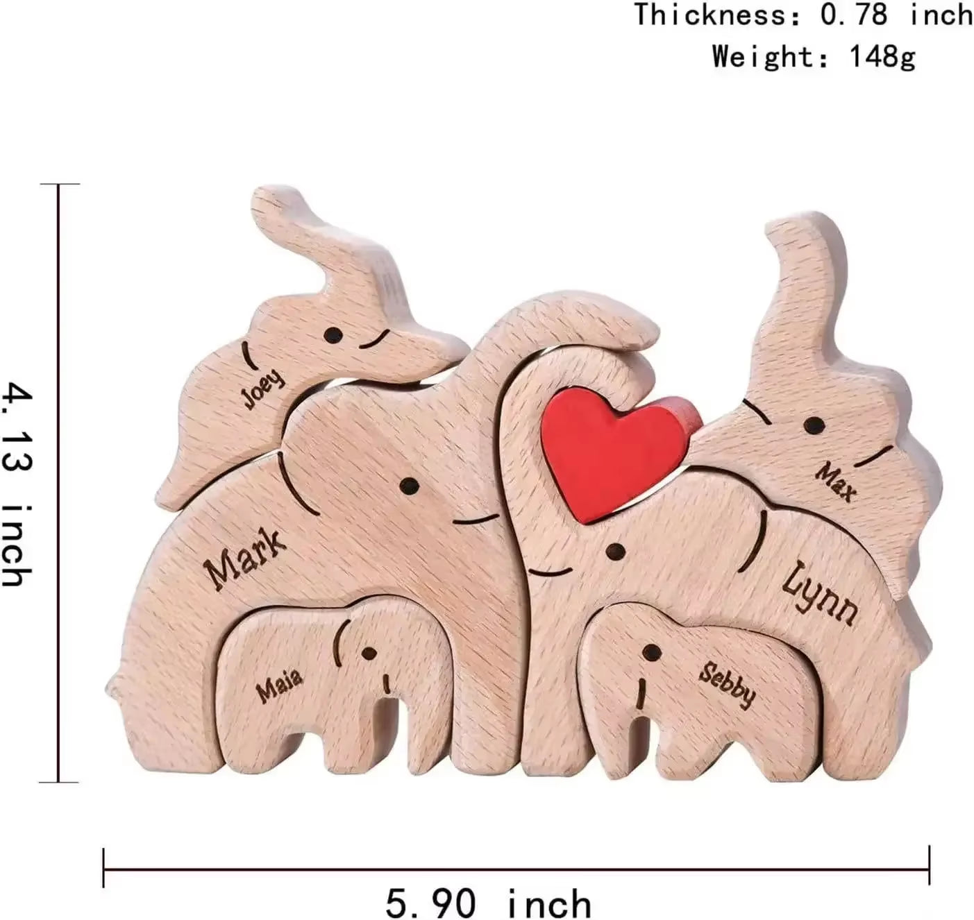 Wooden Puzzles Elephant Family Free Custom Animal Puzzles for Mom Family Friends Warm Holiday Gifts Christmas Family Ornaments