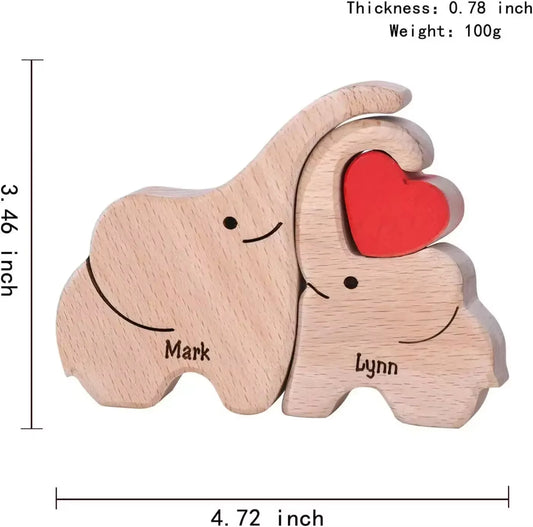 Wooden Puzzles Elephant Family Free Custom Animal Puzzles for Mom Family Friends Warm Holiday Gifts Christmas Family Ornaments