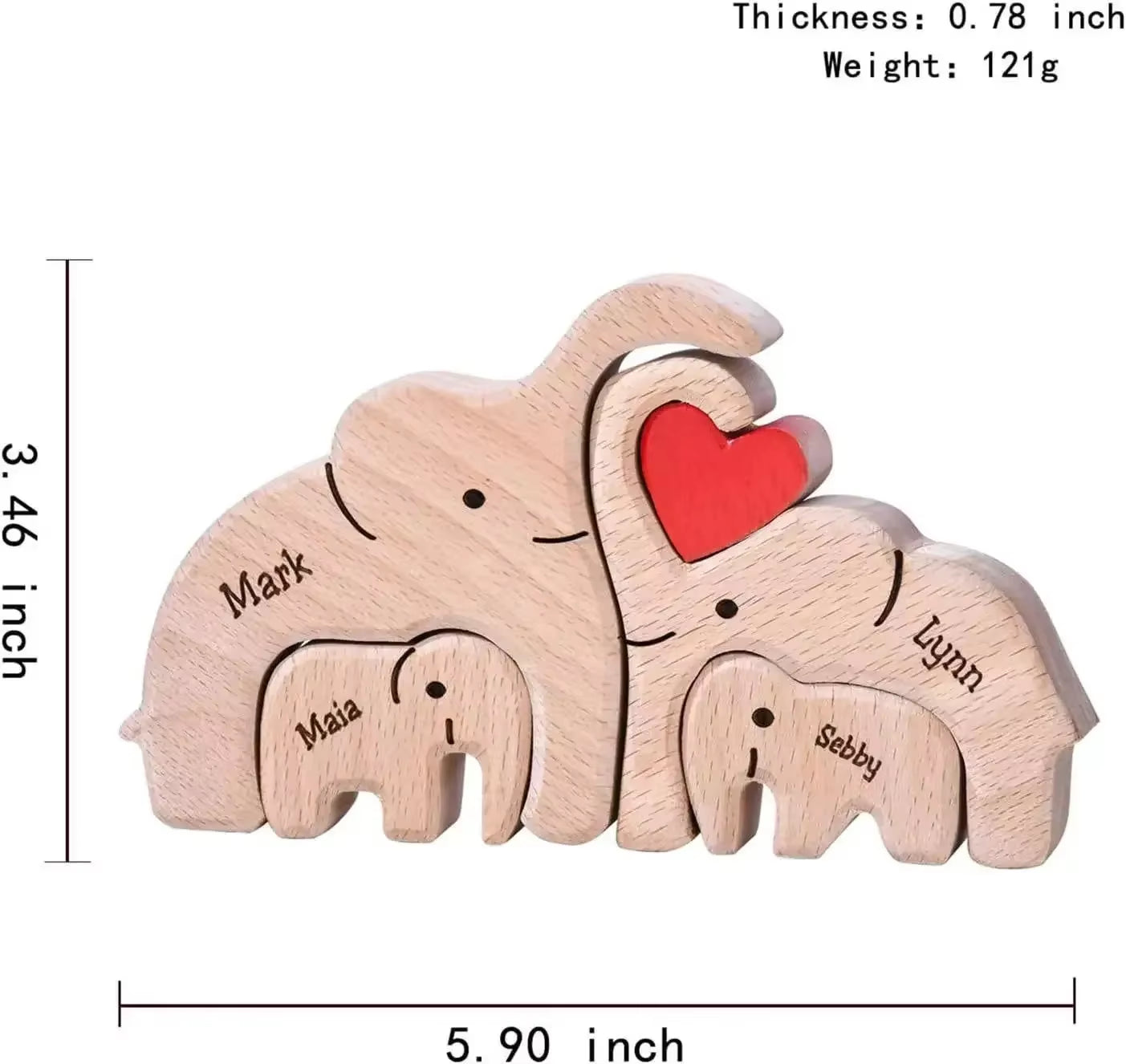Wooden Puzzles Elephant Family Free Custom Animal Puzzles for Mom Family Friends Warm Holiday Gifts Christmas Family Ornaments