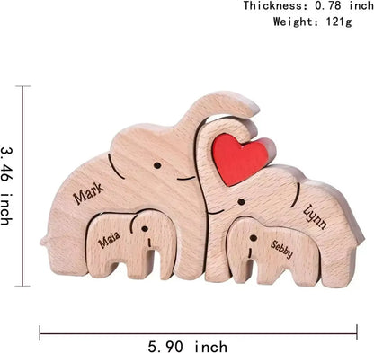 Wooden Puzzles Elephant Family Free Custom Animal Puzzles for Mom Family Friends Warm Holiday Gifts Christmas Family Ornaments