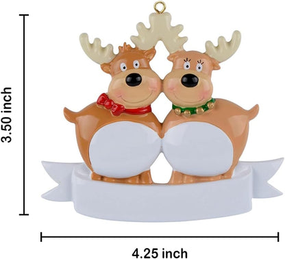 Reindeer Family of 2 Personalized Christmas Ornament - Couple'S First Christmas Together Keepsake Gift