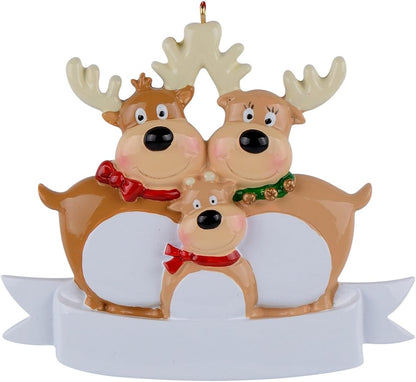 Reindeer Family of 3 Personalized Christmas Ornament - Family of Three Christmas Tree Ornaments 2025 - Our First Christmas Together Ornament - Unique Keepsake Gifts for Parents, Grandparents, Friends