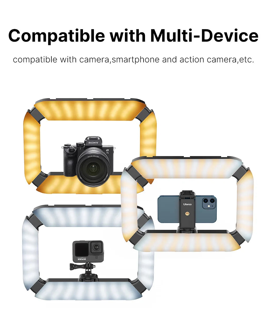 Ulanzi U200 Rechargable Smartphone Video Rig Vertical Shooting LED Ring Light LED Video Light DSLR Smartphone Handle Vlog Grip