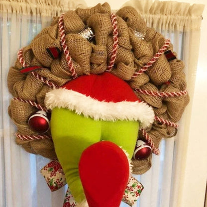 Christmas Thief Wreath，Christmas Elf Leg Wreath， Christmas Burlap Wreath， Holiday Decoration