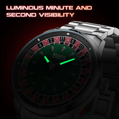 Mark Fairwhale 5031 Men Quartz Watch European recessed wheel design Arabic numerals Rotating Dial Roulette Watch montres hommes