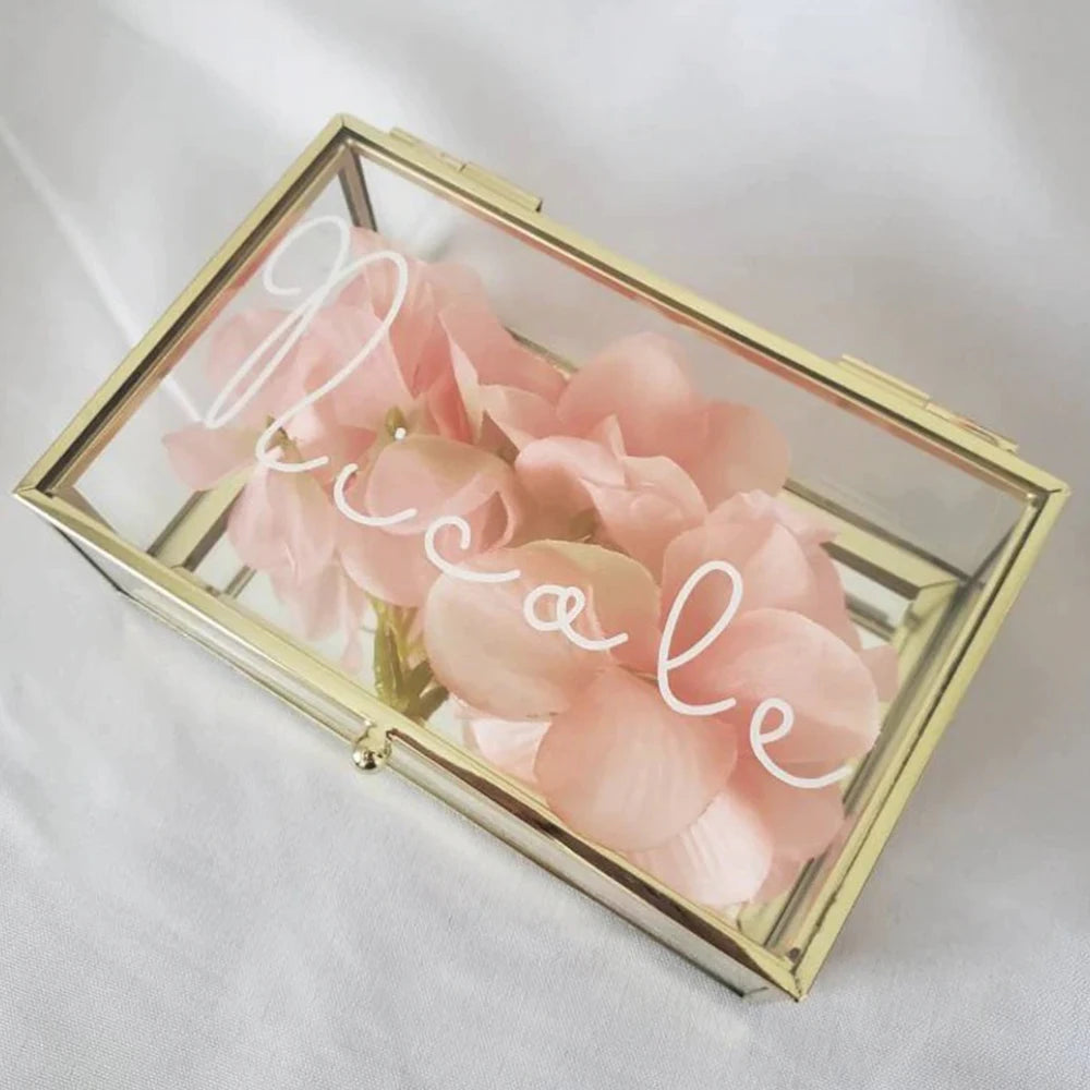 Personalized Glass Jewelry Box for Bridesmaids and Birthdays Gold and White Bridesmaid Proposal Gift For Her Mother's Day Gift