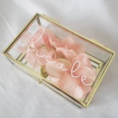 Personalized Glass Jewelry Box for Bridesmaids and Birthdays Gold and White Bridesmaid Proposal Gift For Her Mother's Day Gift