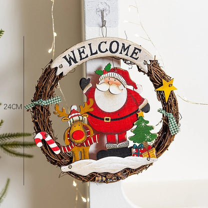 Christmas Painted Flower Garlands Vine Rings Door Walls Glass Display Window Ornaments Festive Atmosphere Scene Decoration