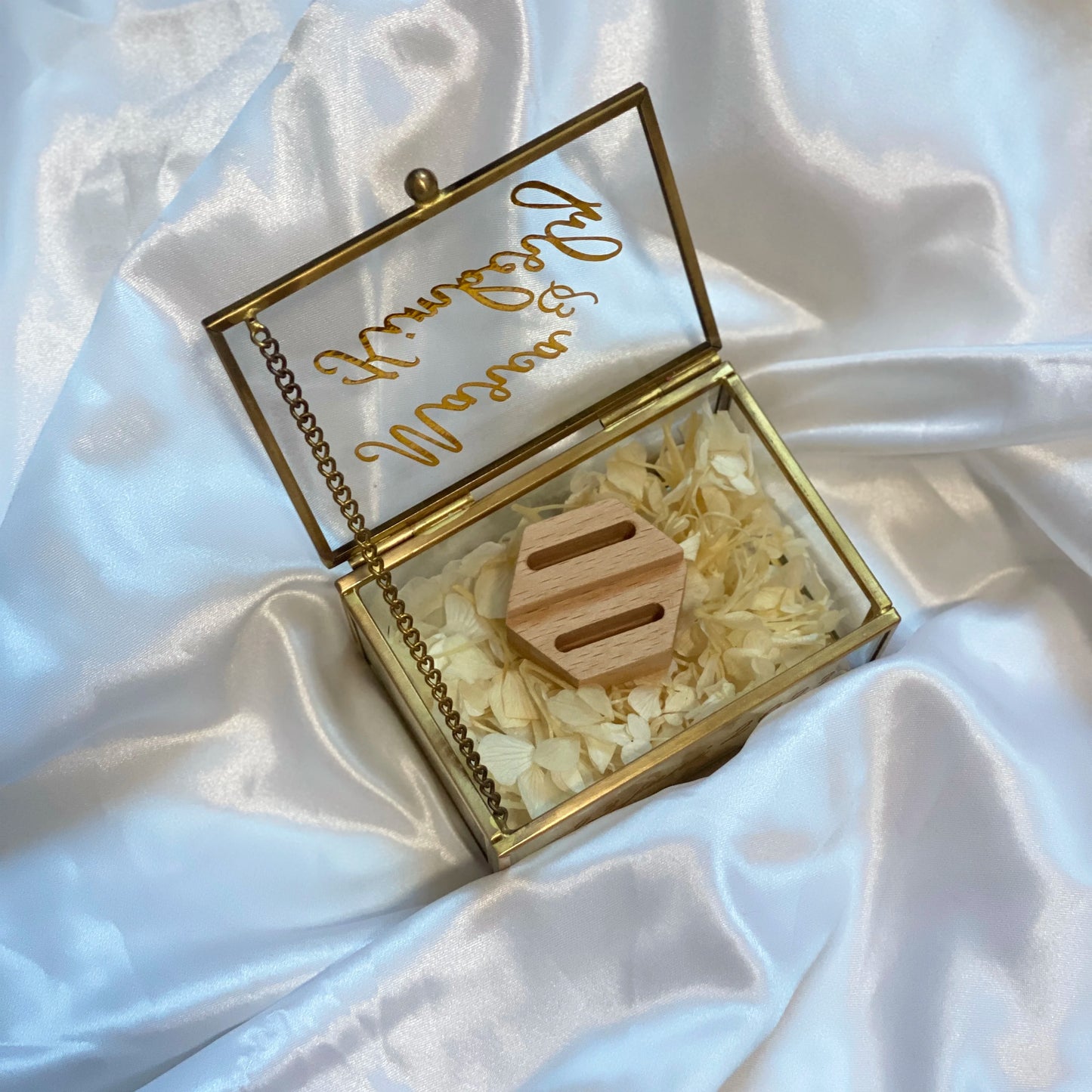 Personalized Glass Jewelry Box for Bridesmaids and Birthdays Gold and White Bridesmaid Proposal Gift For Her Mother's Day Gift