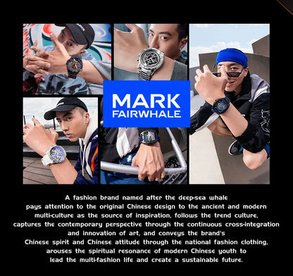 Mark Fairwhale 5031 Men Quartz Watch European recessed wheel design Arabic numerals Rotating Dial Roulette Watch montres hommes