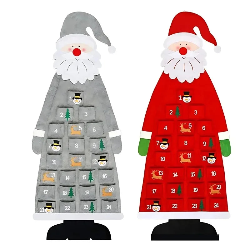 Christmas Felt Tree Advent Calendar Countdown Wall Hanging Festive Decorative Reusable Gift Santa Ornaments Party Decor Supplies