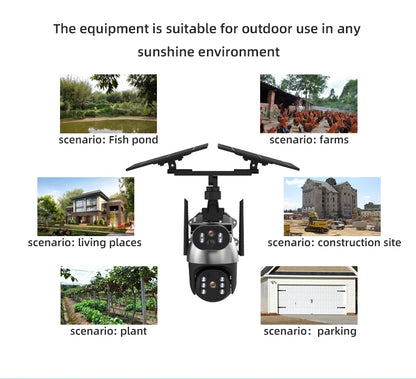 2.5Inch 6MP UHD Dual Lens Solar Power WIFI/4G  PTZ IP Dome Camera Full Color AI Humanoid Detection  Security CCTV Baby Monitor