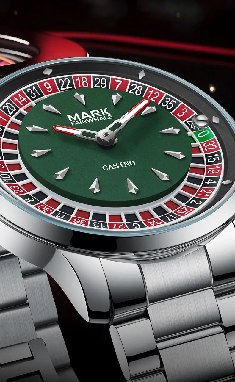 Mark Fairwhale 5031 Men Quartz Watch European recessed wheel design Arabic numerals Rotating Dial Roulette Watch montres hommes