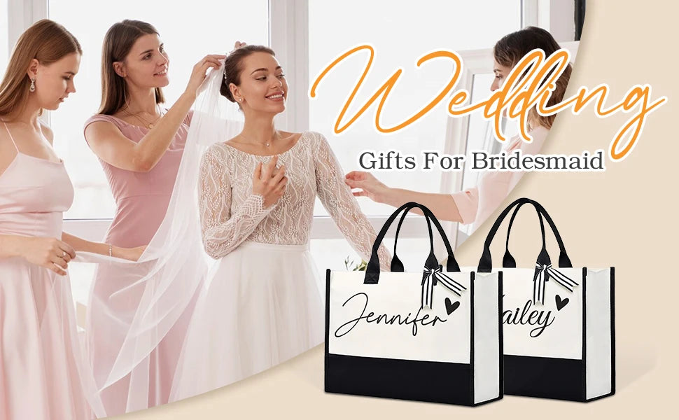 Personalized Tote Bag for Women Custom Beach Bags with Name Best Friend Gifts for Birthday Wedding Bride Bridesmaid