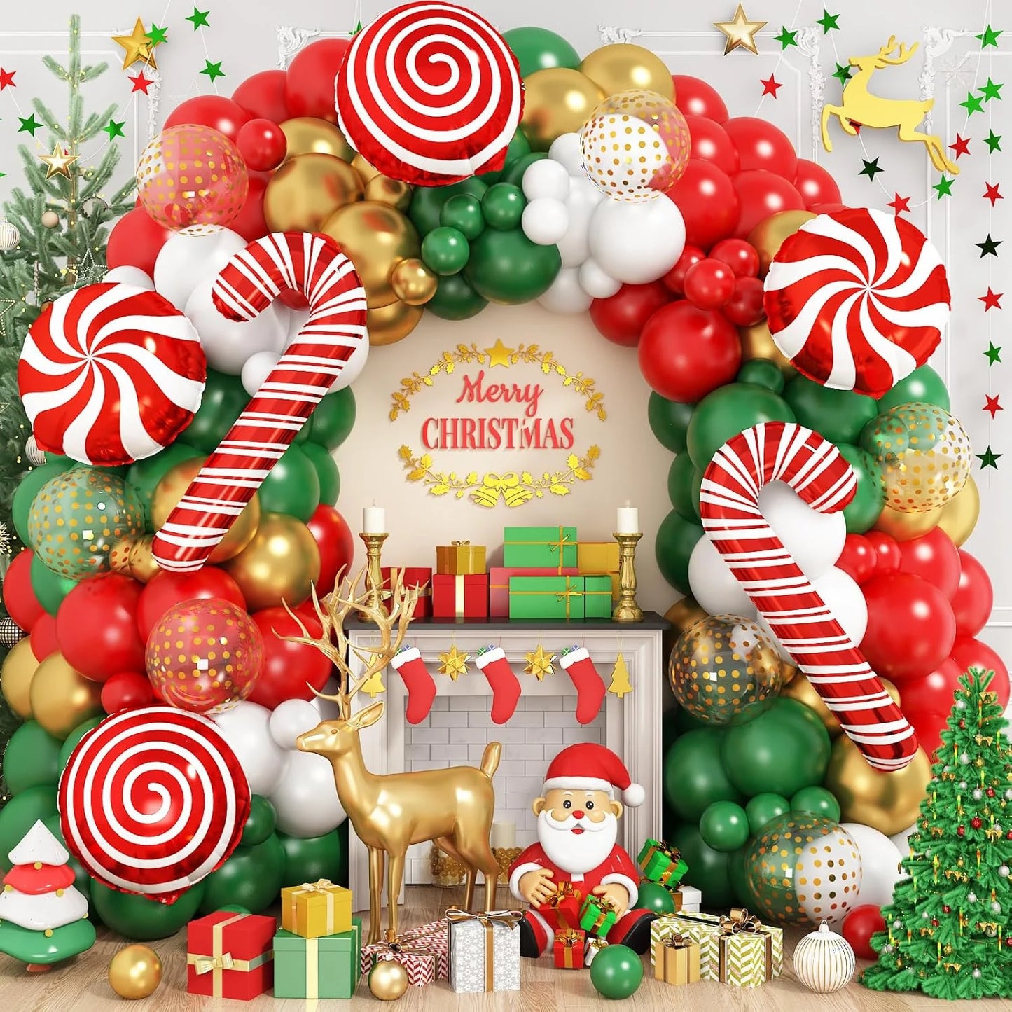Christmas 2025 Decoration Set Xmas Banner Cake Decorative Tools Cartoon Balloon Christmas Party Supplies