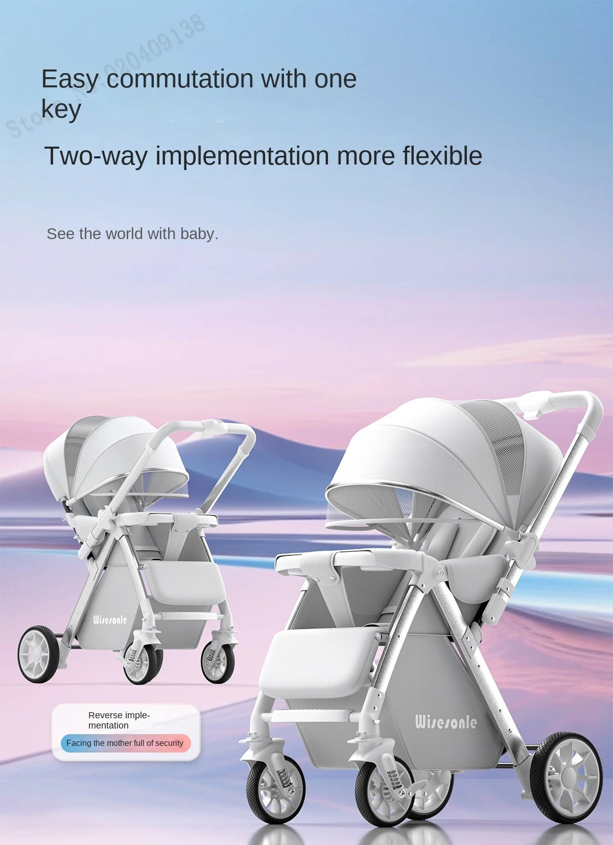 Upgraded Baby Strollers can Sit and Lie Down High Landscape Lightweight Folding Two-way Stroller Children Stroller