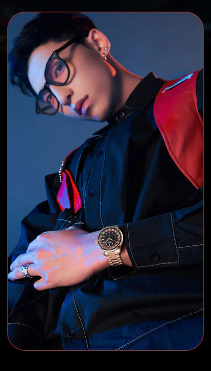 Mark Fairwhale 5031 Men Quartz Watch European recessed wheel design Arabic numerals Rotating Dial Roulette Watch montres hommes