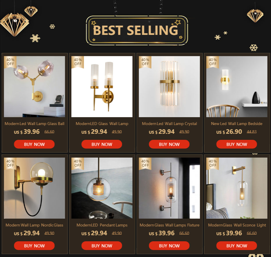Modern Glass Wall Lamps Fixture Luminaire Sconce Lighting Bedside Living Room Home Decoration Aisel Horridor Golden Ball Light