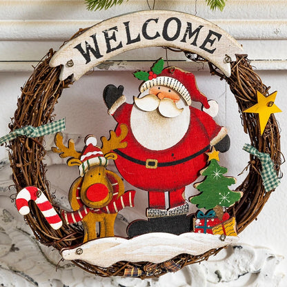 Christmas Painted Flower Garlands Vine Rings Door Walls Glass Display Window Ornaments Festive Atmosphere Scene Decoration