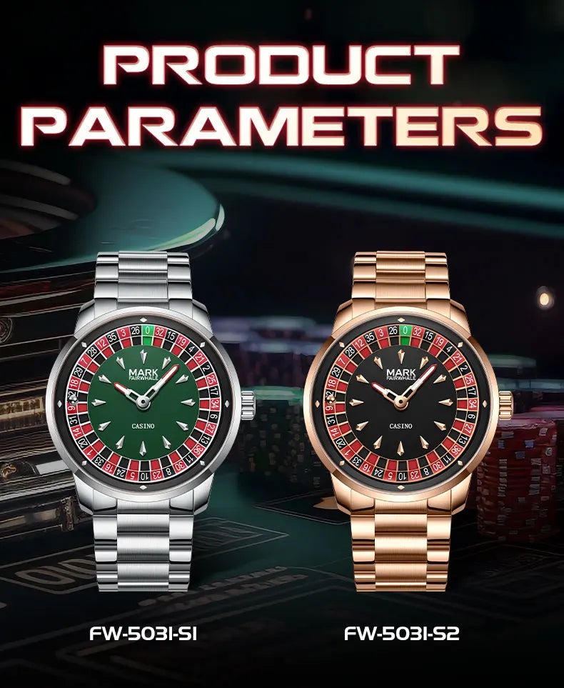 Mark Fairwhale 5031 Men Quartz Watch European recessed wheel design Arabic numerals Rotating Dial Roulette Watch montres hommes