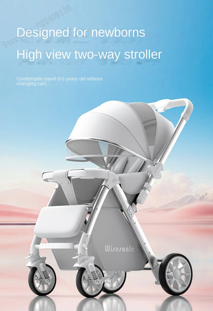 Upgraded Baby Strollers can Sit and Lie Down High Landscape Lightweight Folding Two-way Stroller Children Stroller
