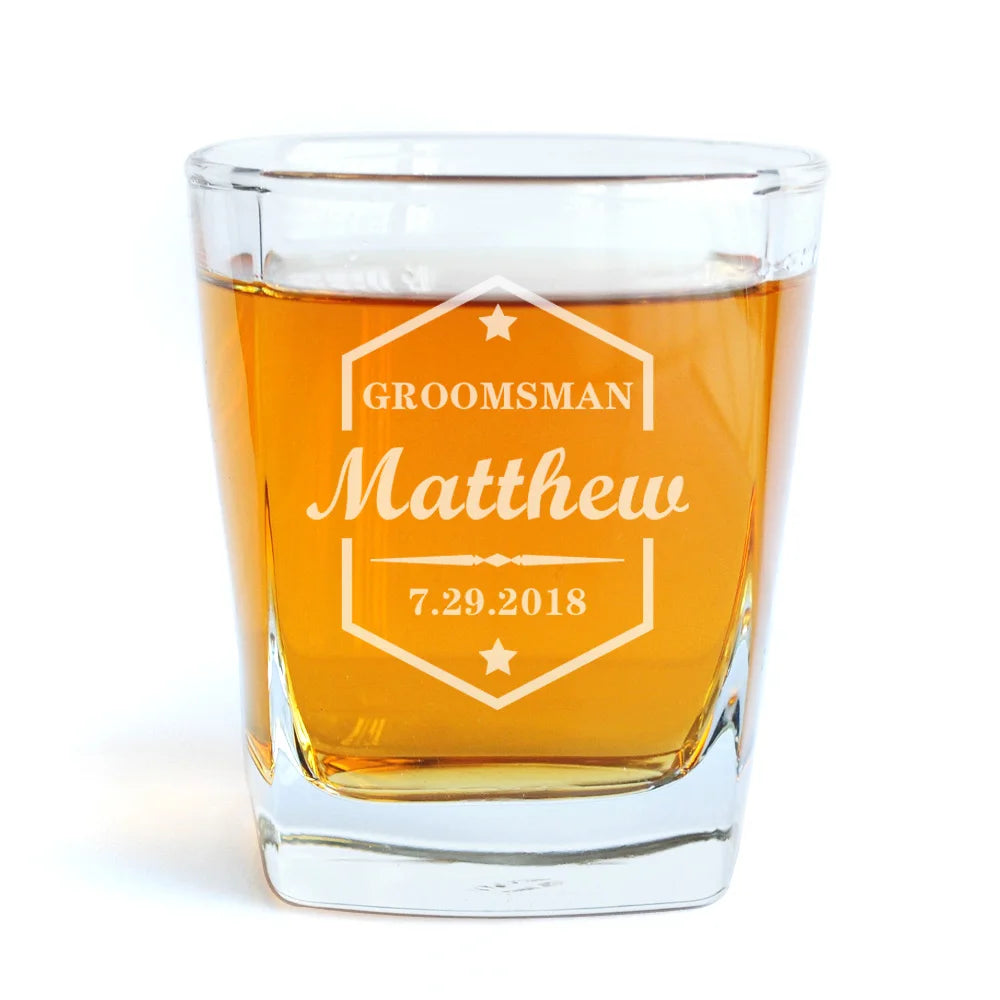 Personalized Whiskey Glasses Gift for Groomsmen Custom Name Whiskey Glass for Groom Groomsman Gifts Idea Gift for Best Man