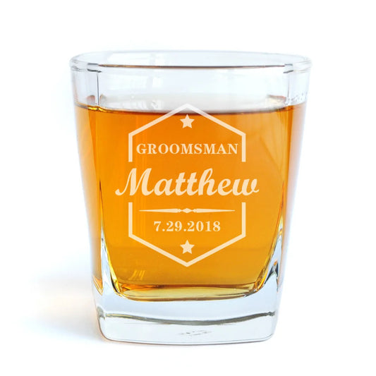 Personalized Whiskey Glasses Gift for Groomsmen Custom Name Whiskey Glass for Groom Groomsman Gifts Idea Gift for Best Man