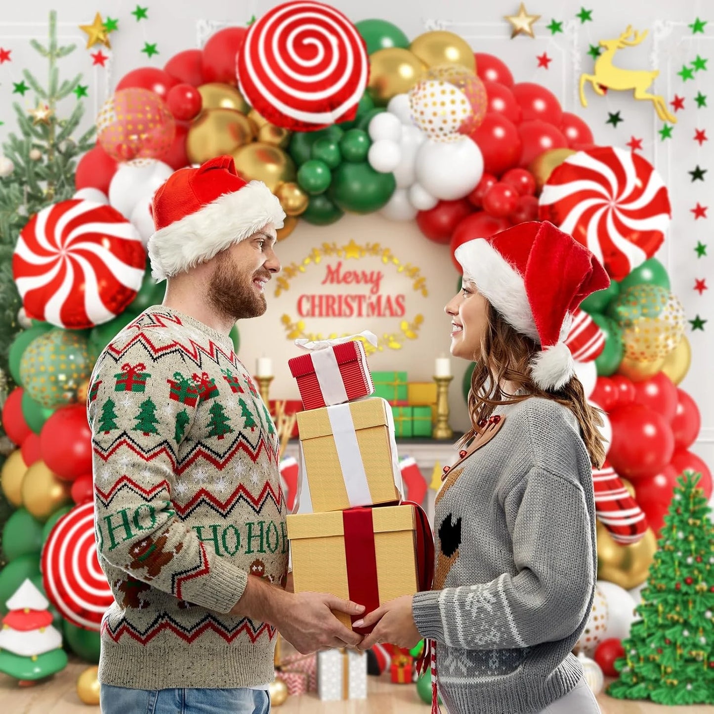 Christmas 2025 Decoration Set Xmas Banner Cake Decorative Tools Cartoon Balloon Christmas Party Supplies