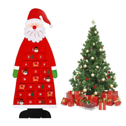 Christmas Felt Tree Advent Calendar Countdown Wall Hanging Festive Decorative Reusable Gift Santa Ornaments Party Decor Supplies