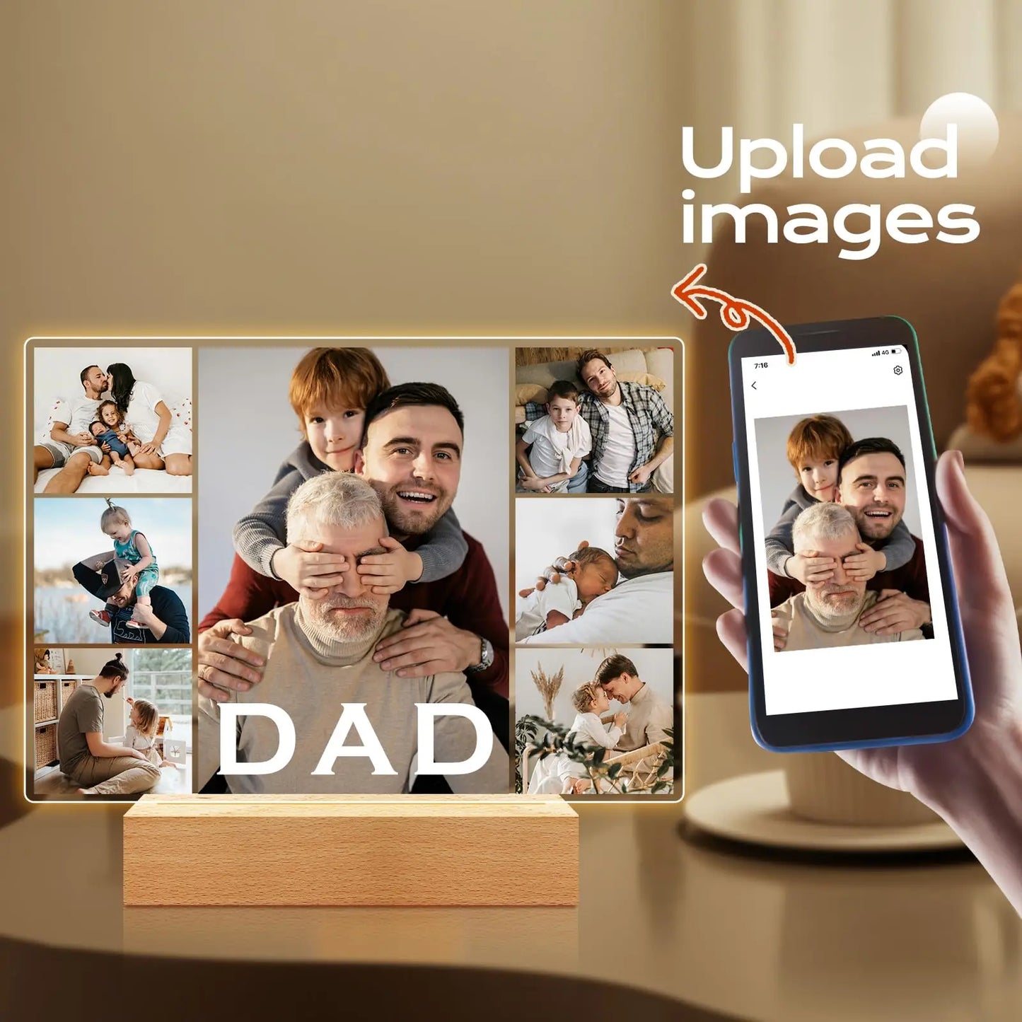 Personalized Couple Gift for Women Men Boyfriend Girlfriend Best Friend Holiday Birthday Mother's Day Custom Photo Lamp Frame