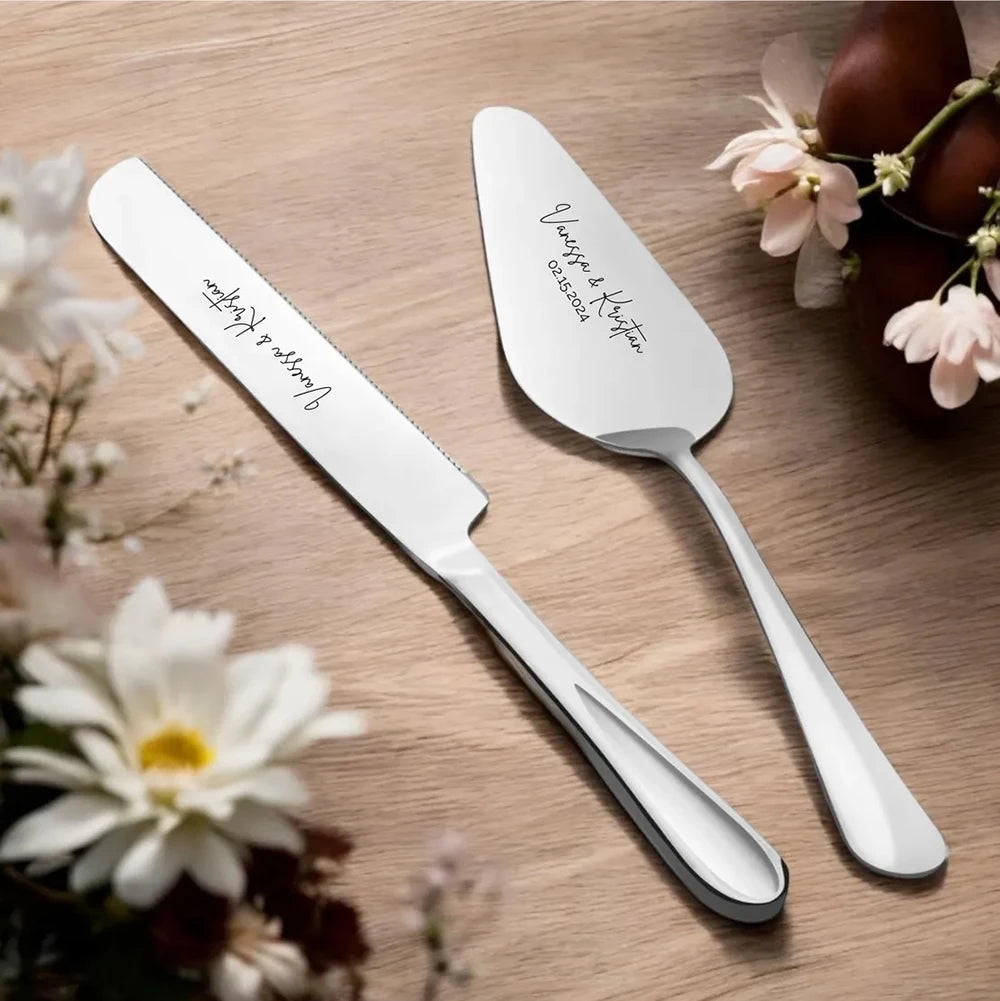 Personalized Cake Cutting Set Custom Engraved Birthday Gifts Wedding Gifts For Bridal Shower Unique Anniversary Engagement Gifts