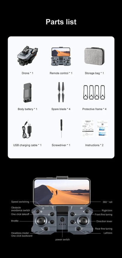 New light Flow professional UAV K6 MAX 4K HD three camera with WIFI FPV 360° obstacle avoidance quadcopter children's toy