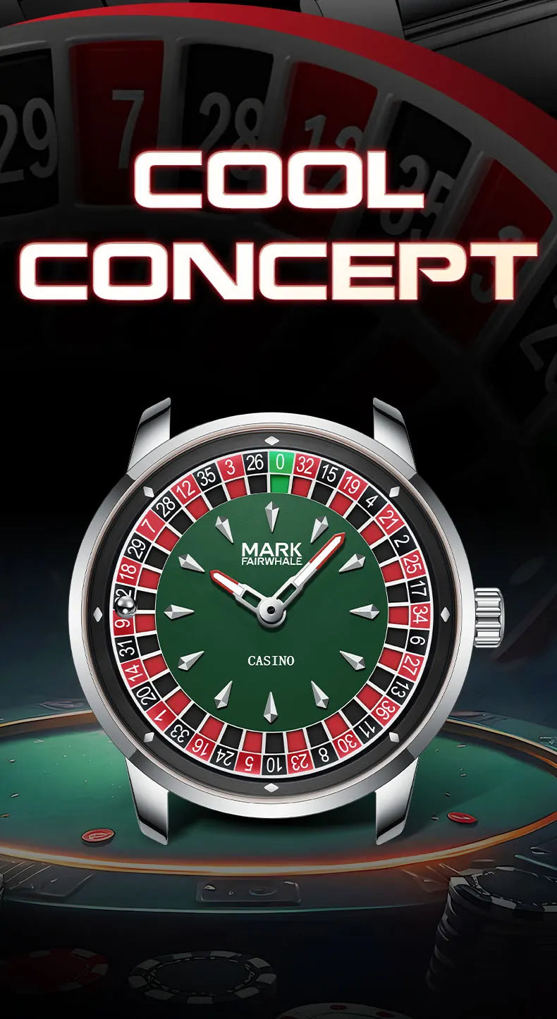 Mark Fairwhale 5031 Men Quartz Watch European recessed wheel design Arabic numerals Rotating Dial Roulette Watch montres hommes