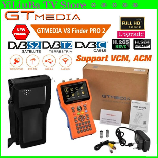 [Genuine]GTMEDIA V8 Finder pro2 Satellite Signal Finder Meter DVB-S2/T2/C Combo HD Digital Satfinder HEVC MPEG-4 Terrestrial Sig