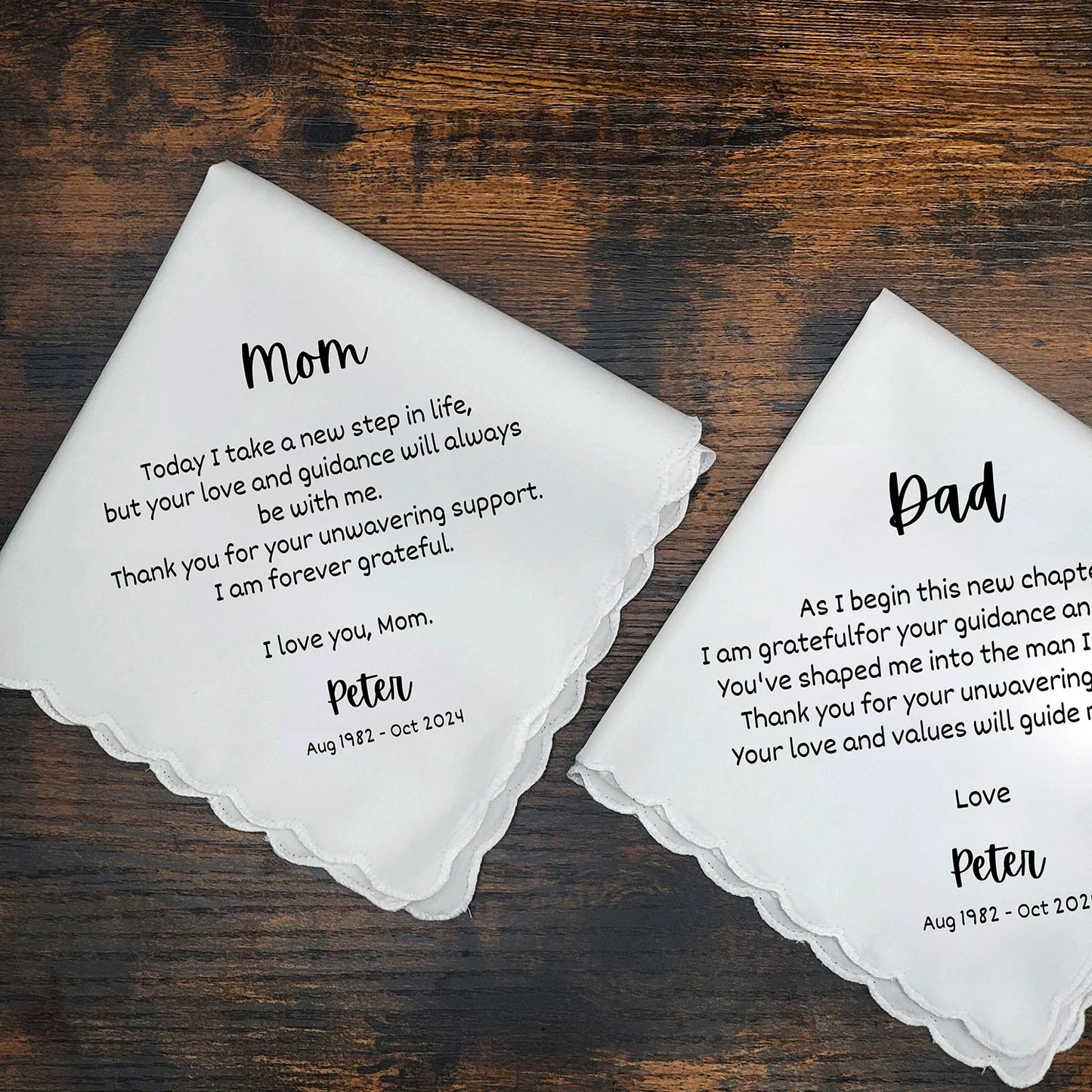 Personalized Wedding Handkerchief Gift for Mom & Dad Custom Handkerc Luxury Gift for Bride and Groom Parent Gifts Wedding Favor