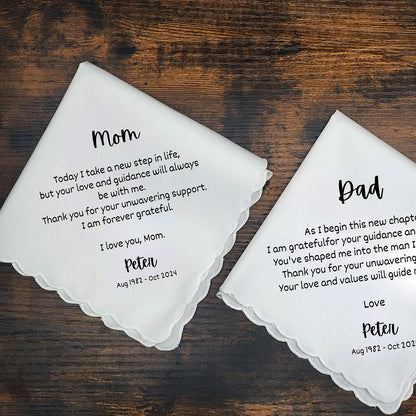 Personalized Wedding Handkerchief Gift for Mom & Dad Custom Handkerc Luxury Gift for Bride and Groom Parent Gifts Wedding Favor