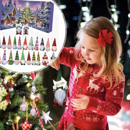 Christmas Countdown Calendar 24 Days Plush Gnome Advent Set Holiday Toy Decorations Festive Gift Idea Winter Themed Collectible