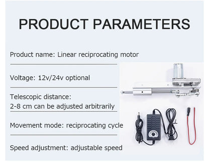 Linear Actuator Motor 12V DC Reduction Gear Motor Reciprocating Cycle Linear Mini Telescopic Linear Actuator Adjustable Stroke