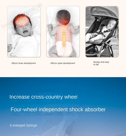 Upgraded Baby Strollers can Sit and Lie Down High Landscape Lightweight Folding Two-way Stroller Children Stroller