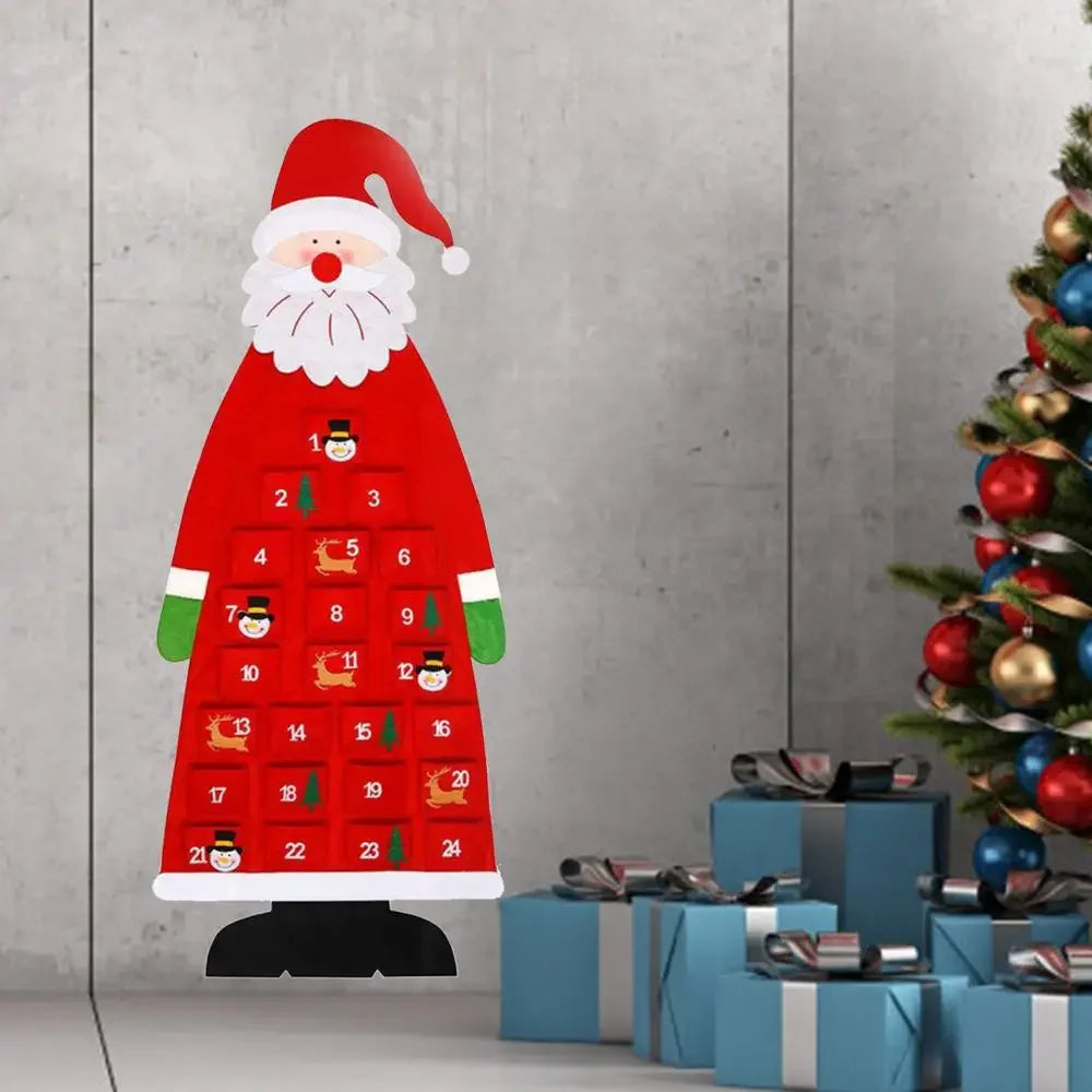 Christmas Felt Tree Advent Calendar Countdown Wall Hanging Festive Decorative Reusable Gift Santa Ornaments Party Decor Supplies