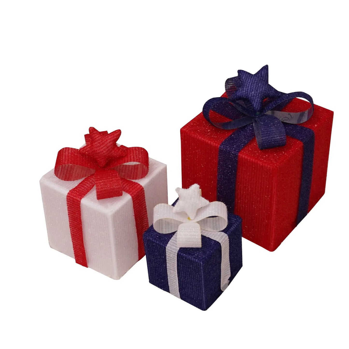 Set of 3 Christmas Lighted Gift Boxes with Bowknot Light Up Christmas Boxes Xmas Ornament for Xmas Holiday Party Indoor Outdoor