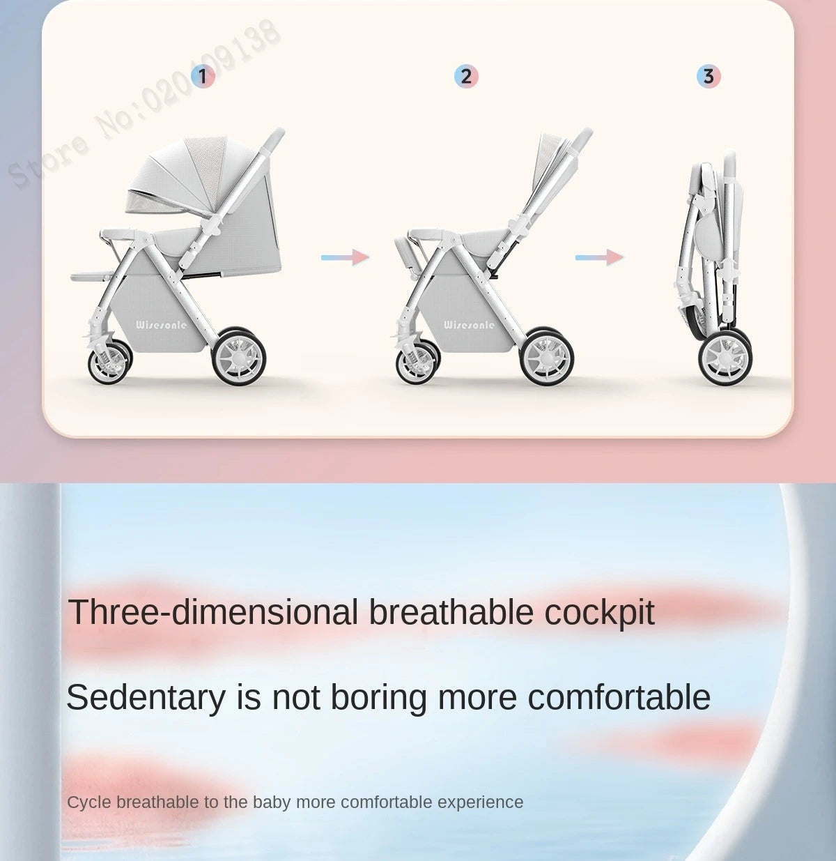 Upgraded Baby Strollers can Sit and Lie Down High Landscape Lightweight Folding Two-way Stroller Children Stroller