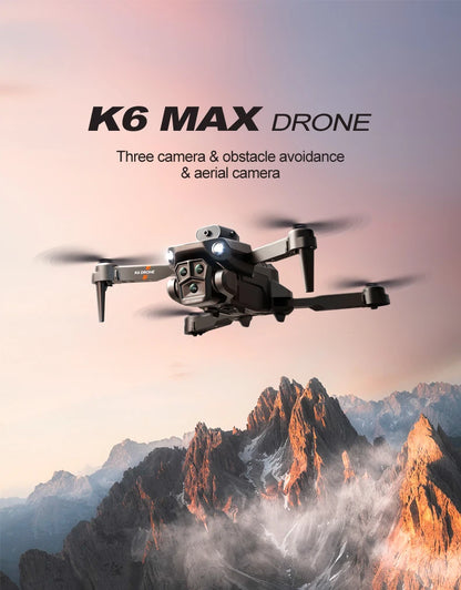 New light Flow professional UAV K6 MAX 4K HD three camera with WIFI FPV 360° obstacle avoidance quadcopter children's toy