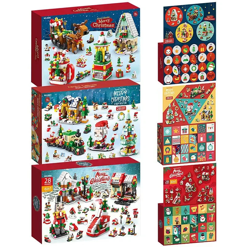 Christmas Advent Calendar Gift Box DIY Christmas Train Jesus Bricks Toys 24Days Countdown Calendar Box Surprise Christmas Gift
