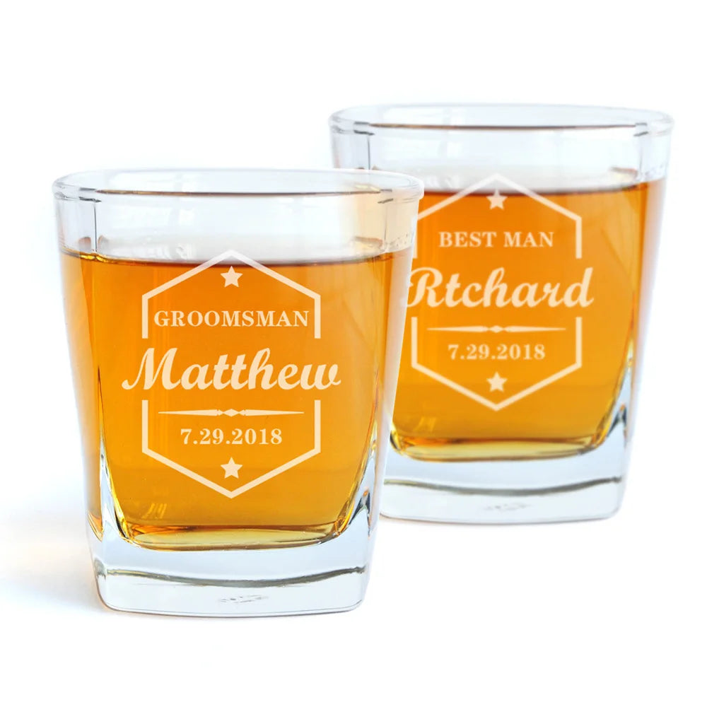 Personalized Whiskey Glasses Gift for Groomsmen Custom Name Whiskey Glass for Groom Groomsman Gifts Idea Gift for Best Man
