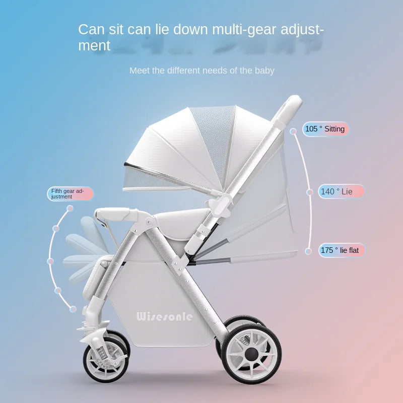 Upgraded Baby Strollers can Sit and Lie Down High Landscape Lightweight Folding Two-way Stroller Children Stroller