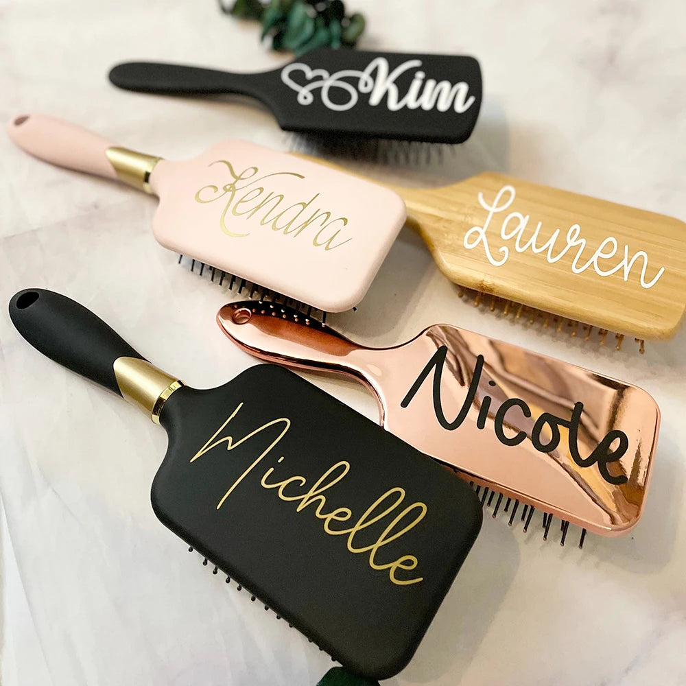 Custom Bridesmaid Gifts Personalized Hair Brushes Trendy Accessories Paddle Brush Bridal Party Hen Night Bachelorette Favors