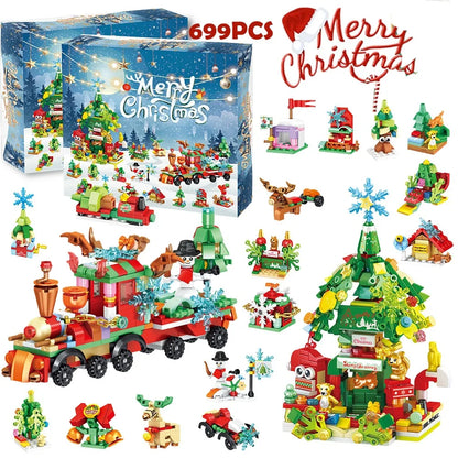 Christmas Advent Calendar Gift Box DIY Christmas Train Jesus Bricks Toys 24Days Countdown Calendar Box Surprise Christmas Gift